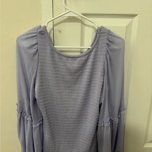 Anthropology Lavender Smocked Long Sleeve Top
